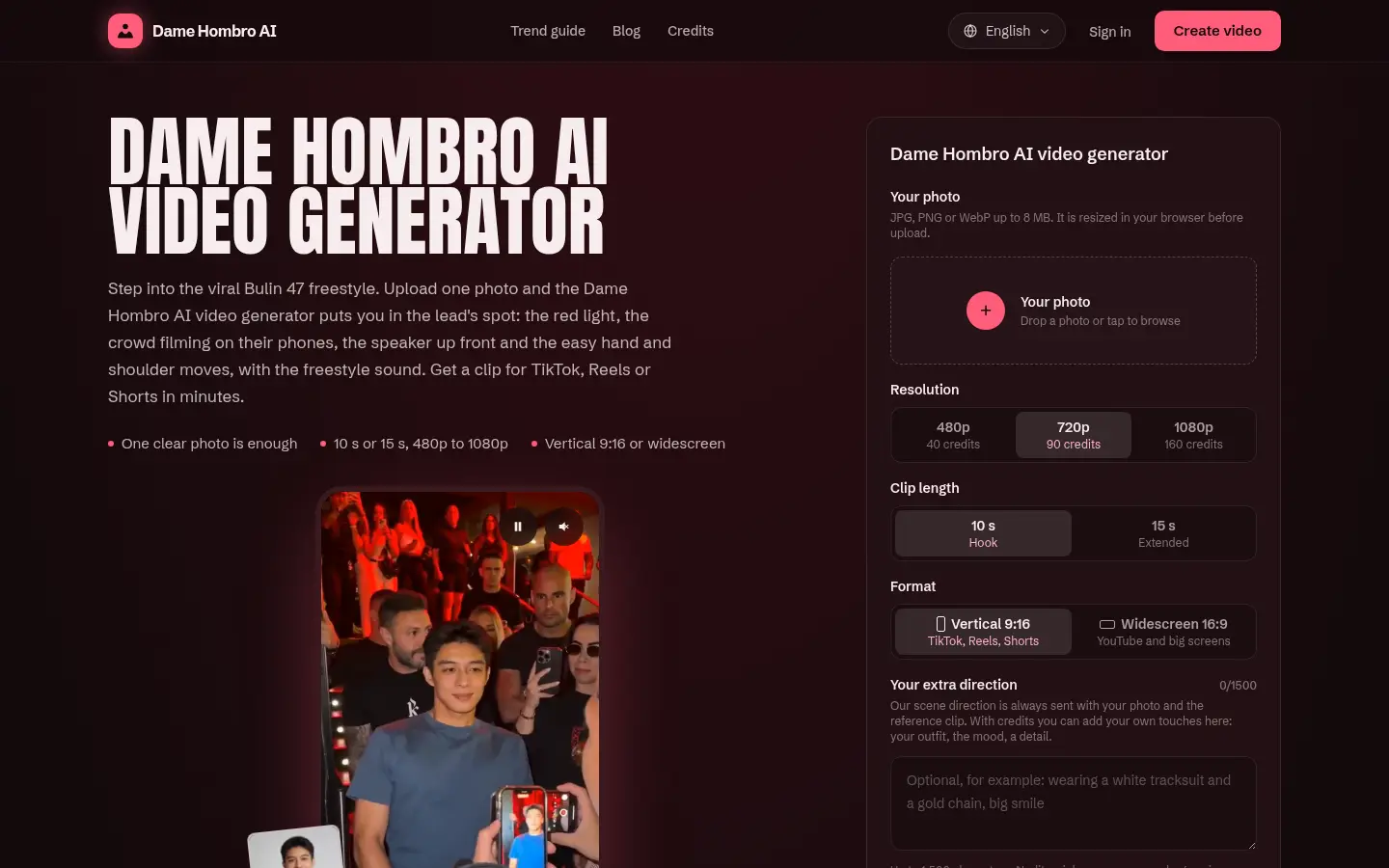 Dame Hombro AI website