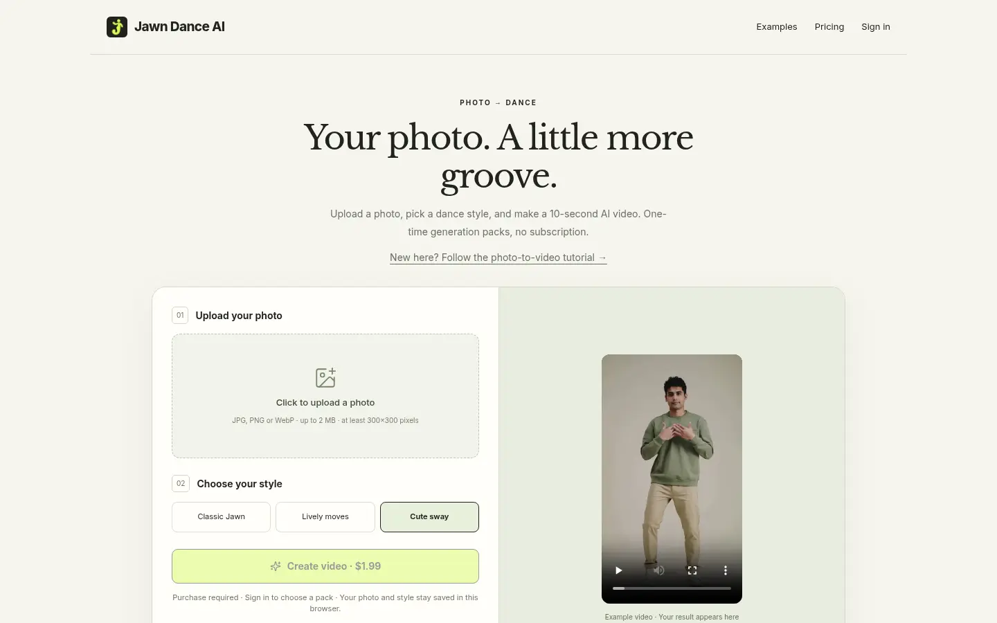 Jawn Dance AI website