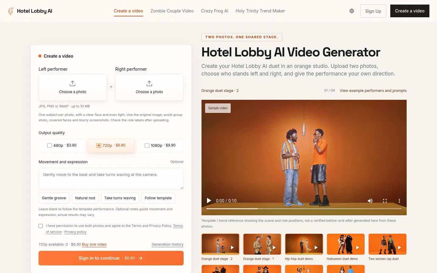 Hotel Lobby AI website