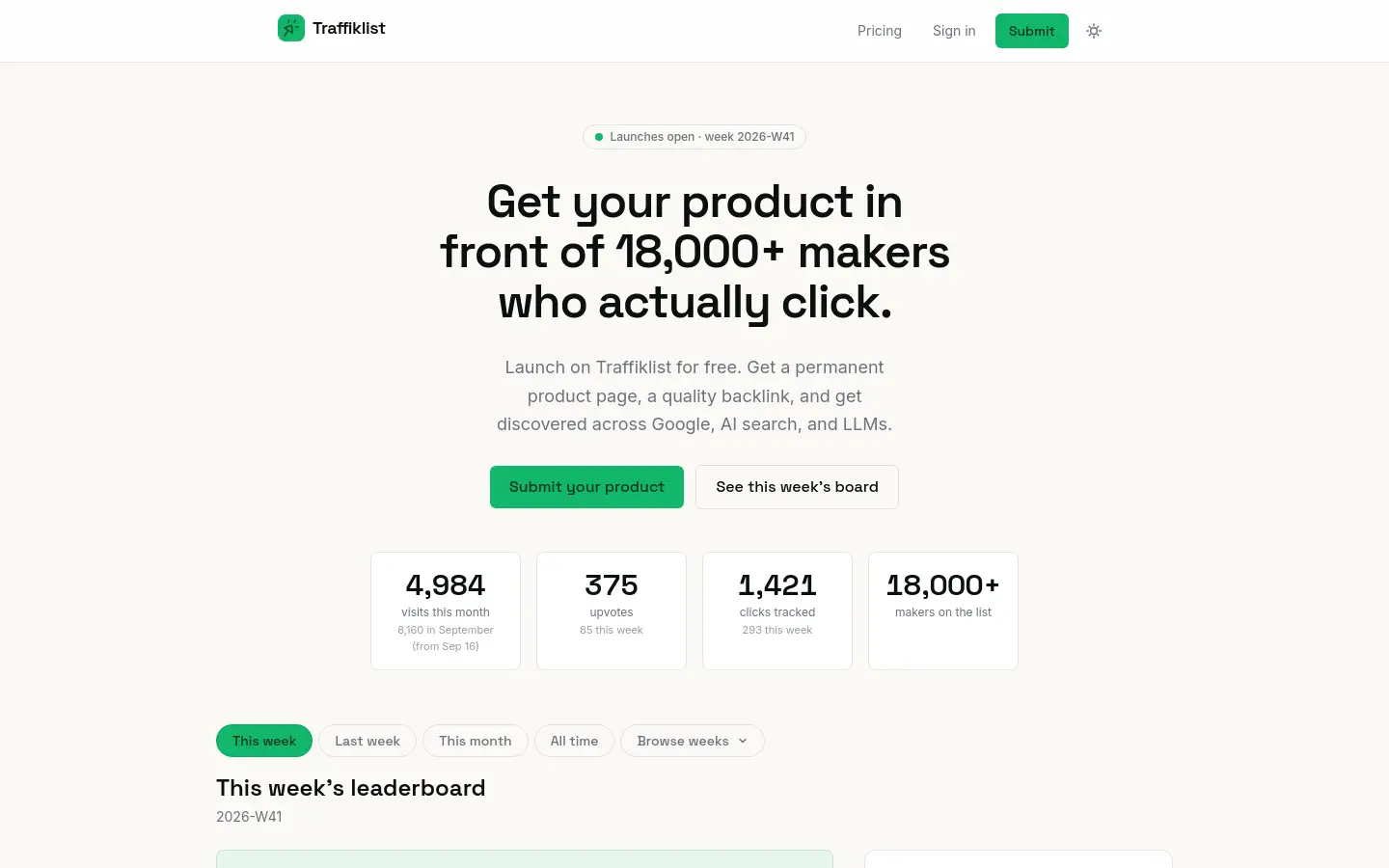 traffiklist.com website