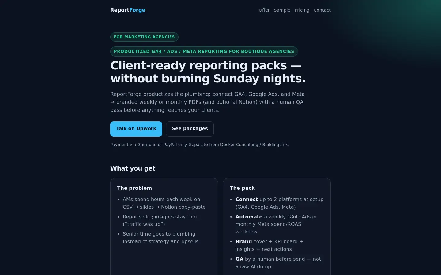 ReportForge website