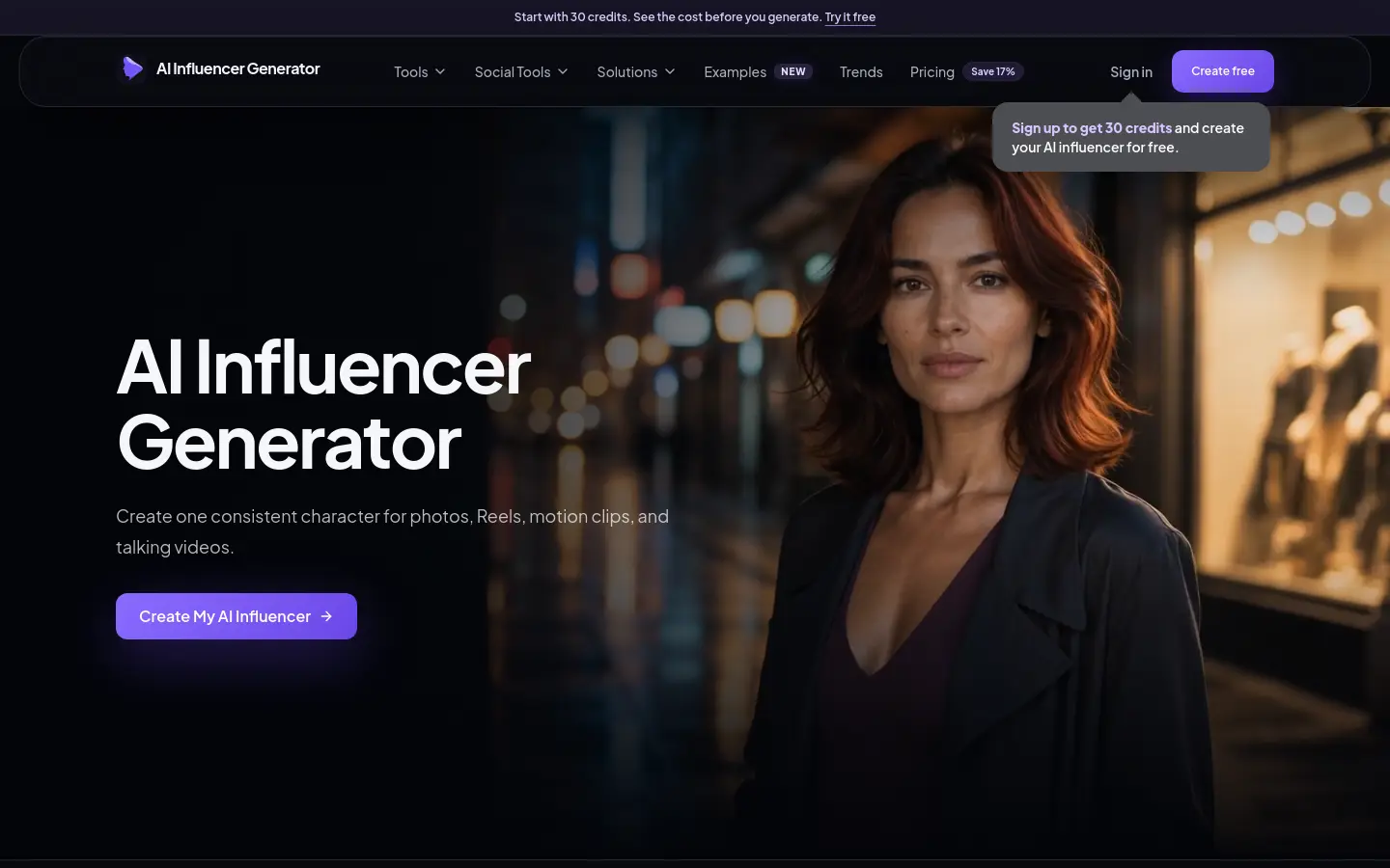 AI Influencer Generator website