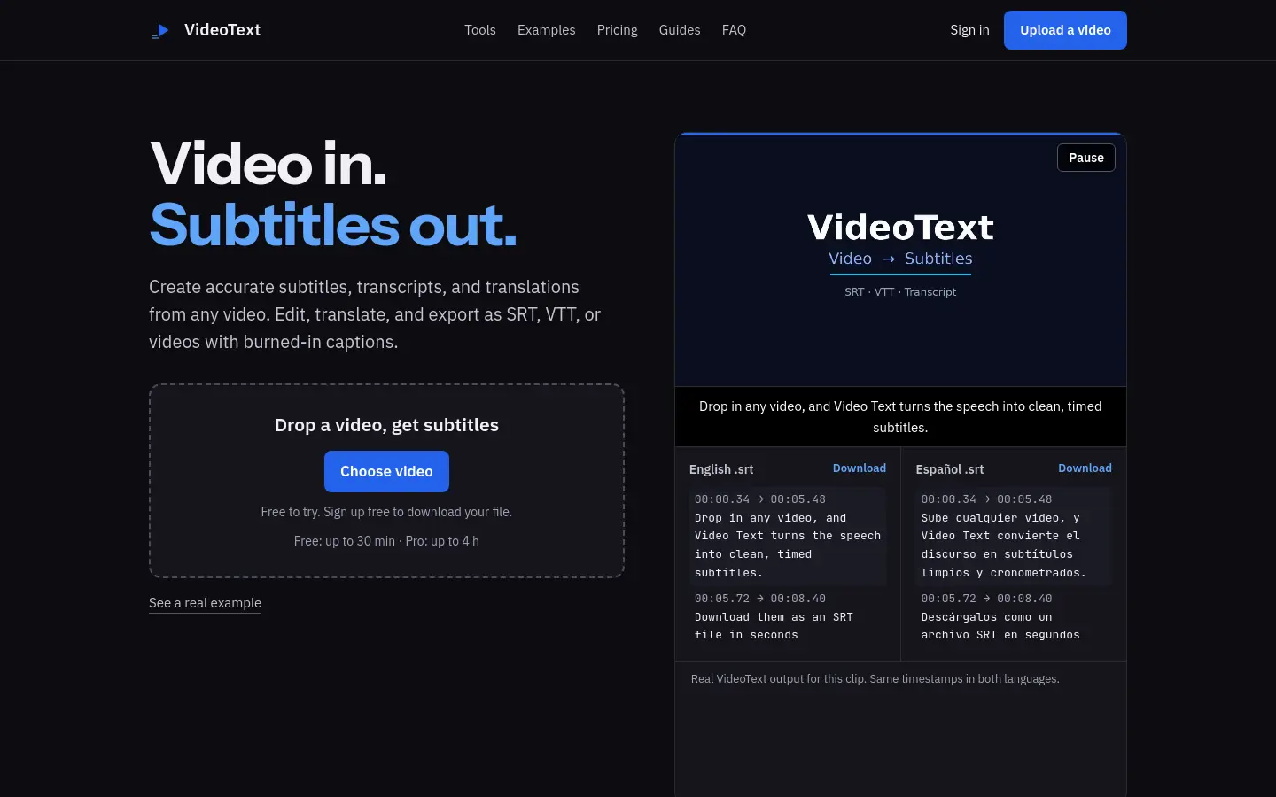 VideoText website