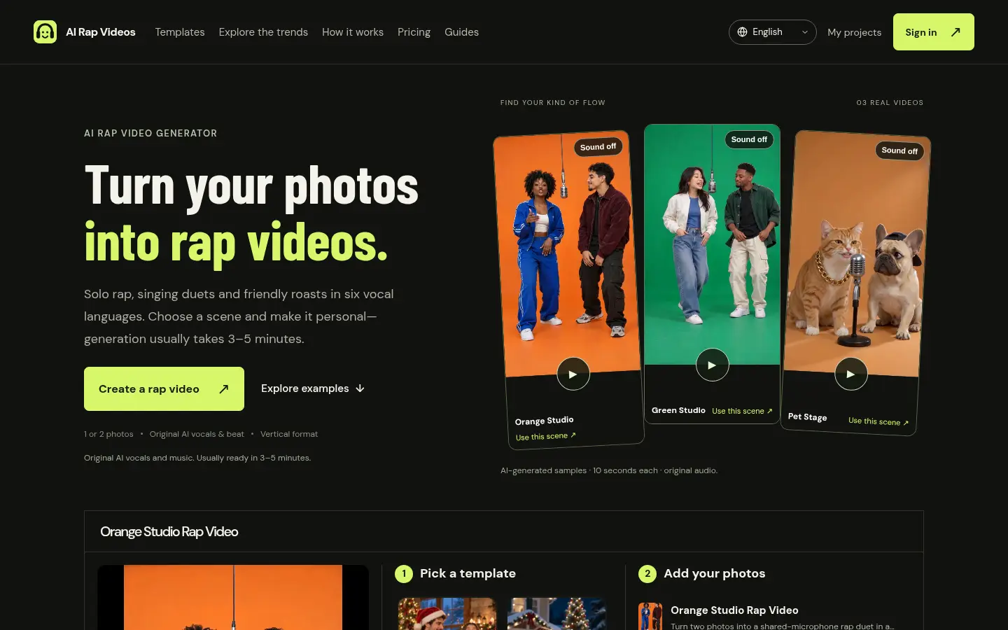 AI Rap Video Generator website
