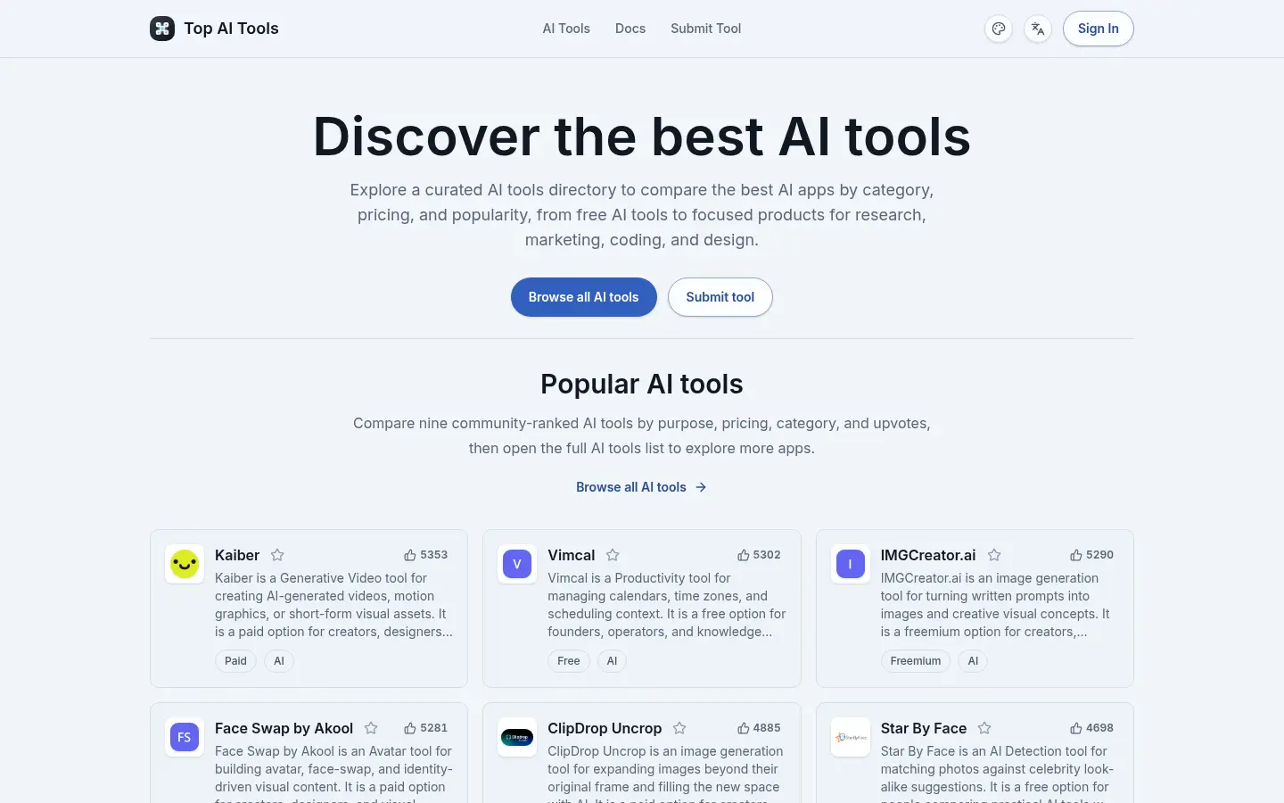 Top AI Tools website