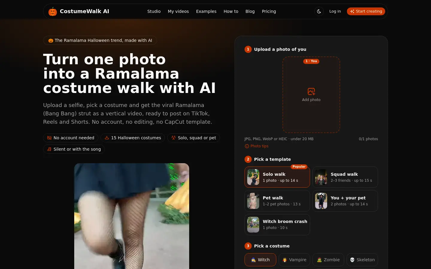 CostumeWalk AI website