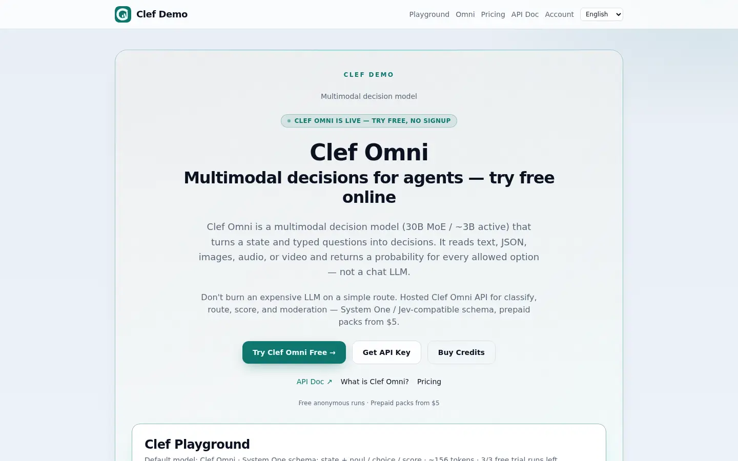 Clef Omni Demo website
