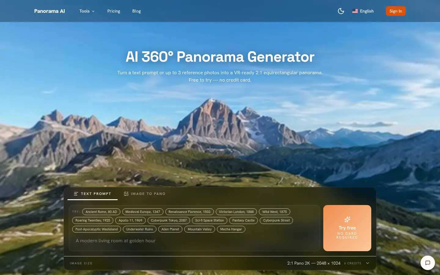 Panorama Generator website