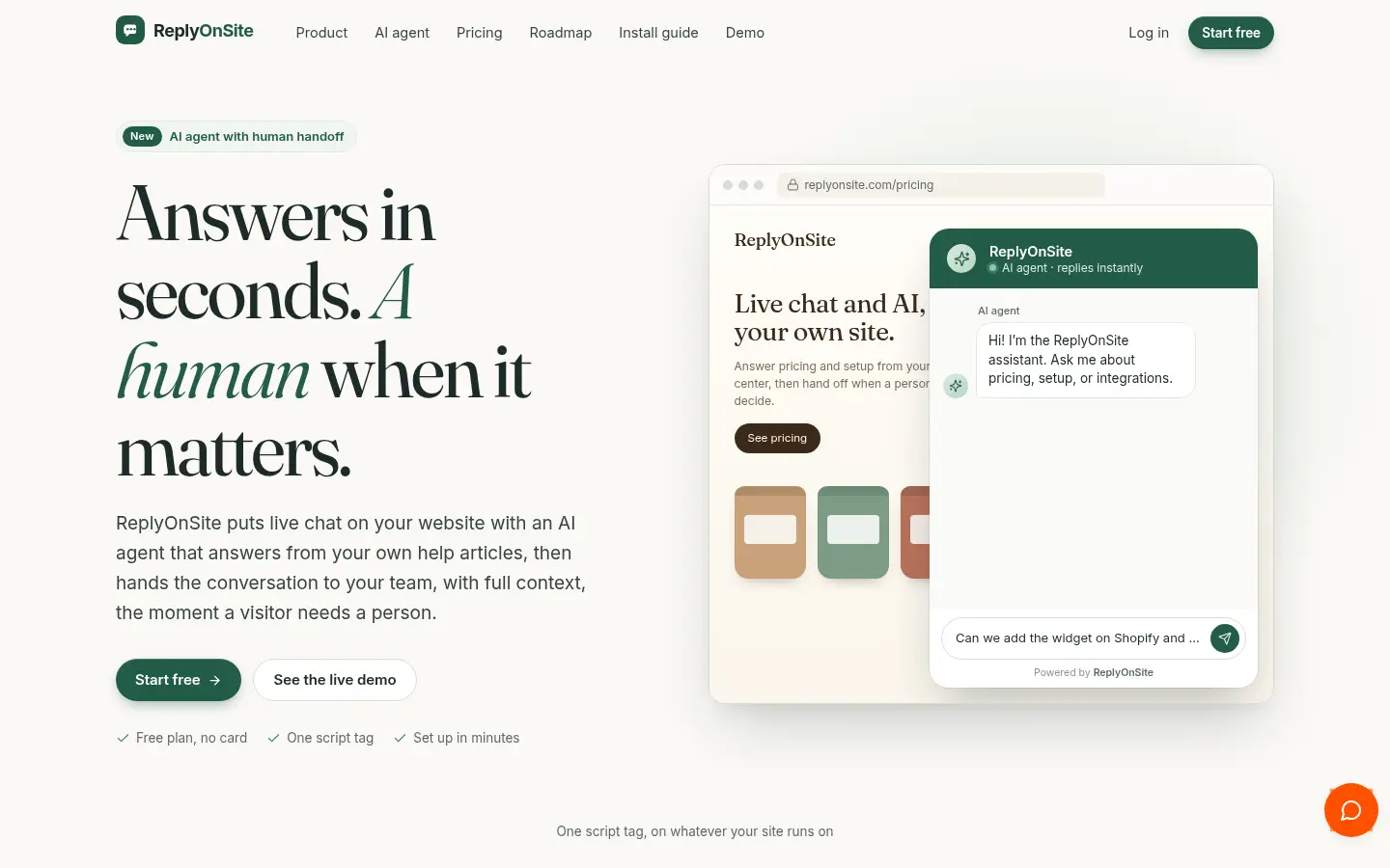 ReplyOnSite website