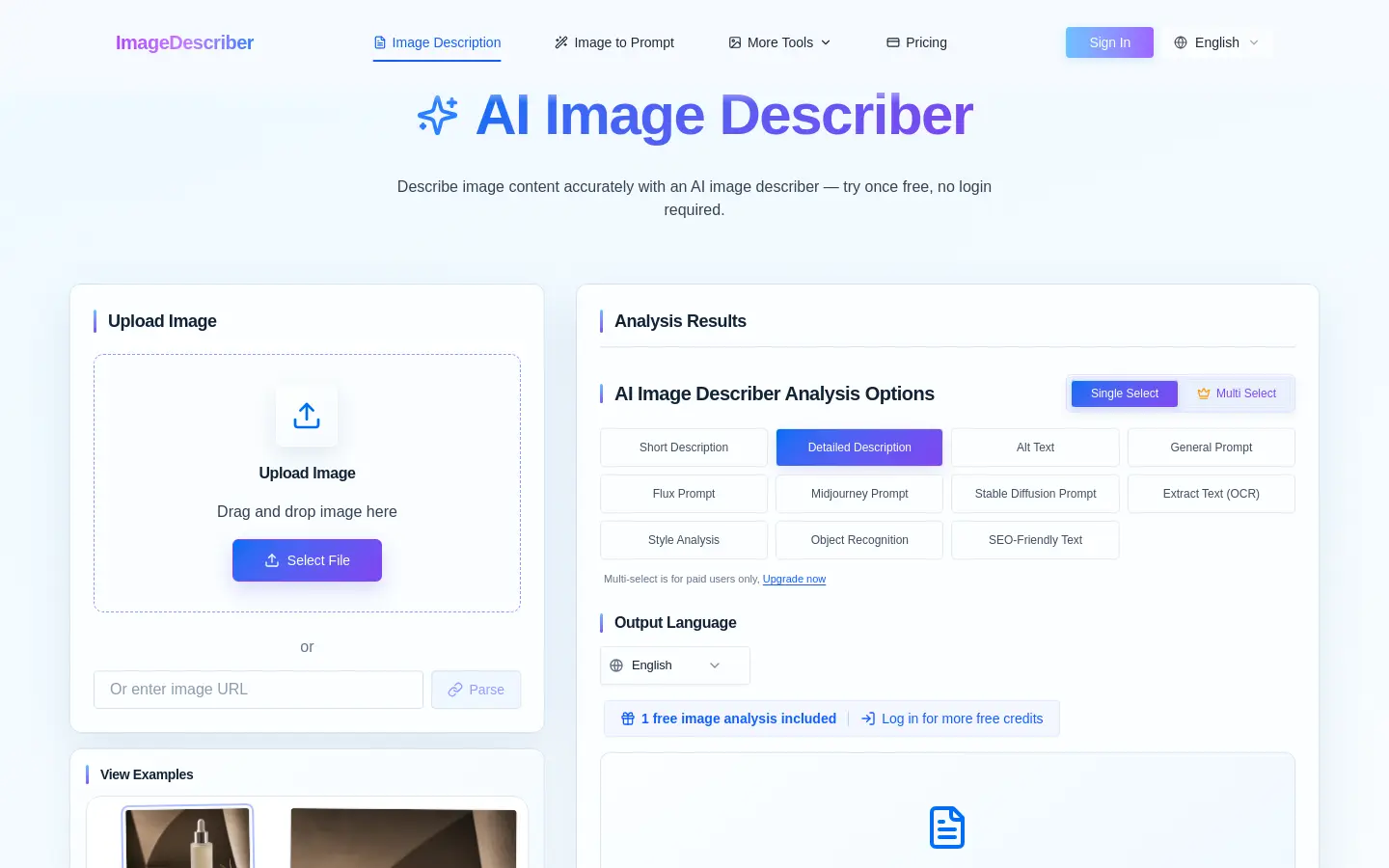 Image Describer website