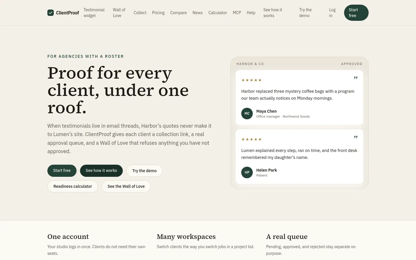 ClientProof website