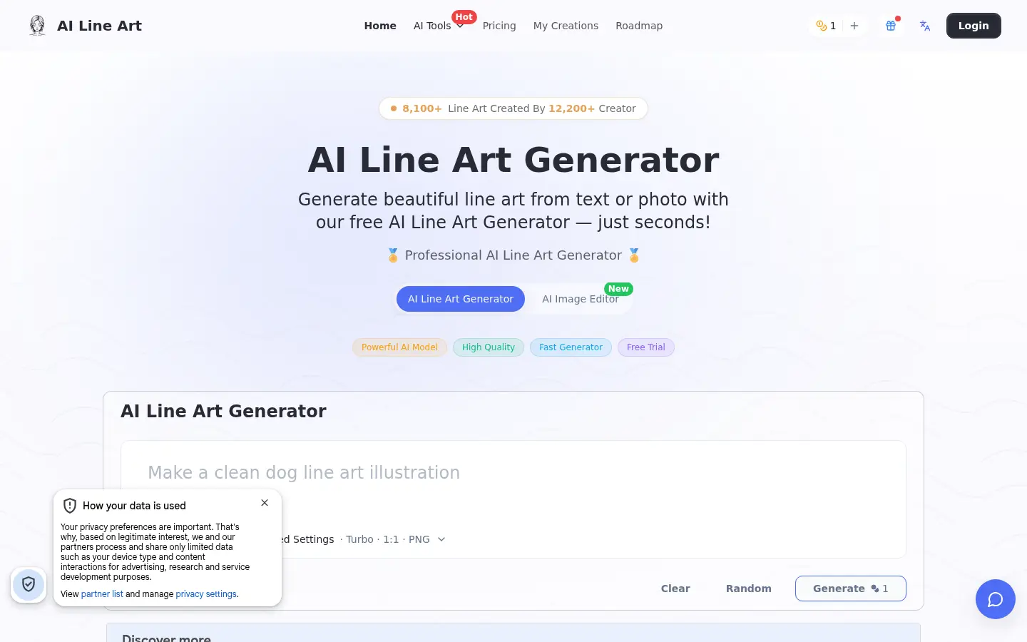 AI Line Art website