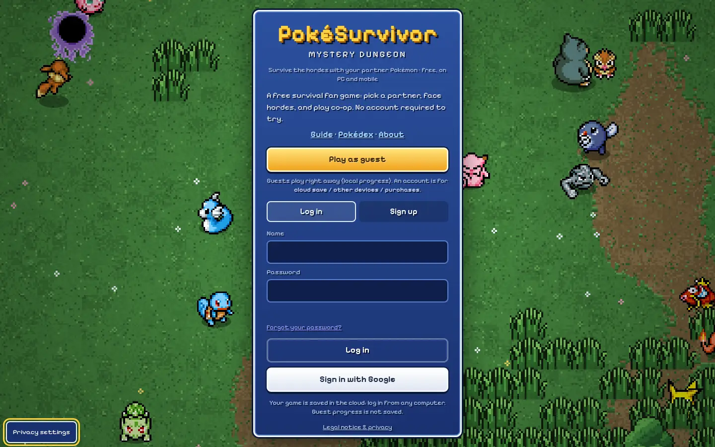 PokéSurvivor website