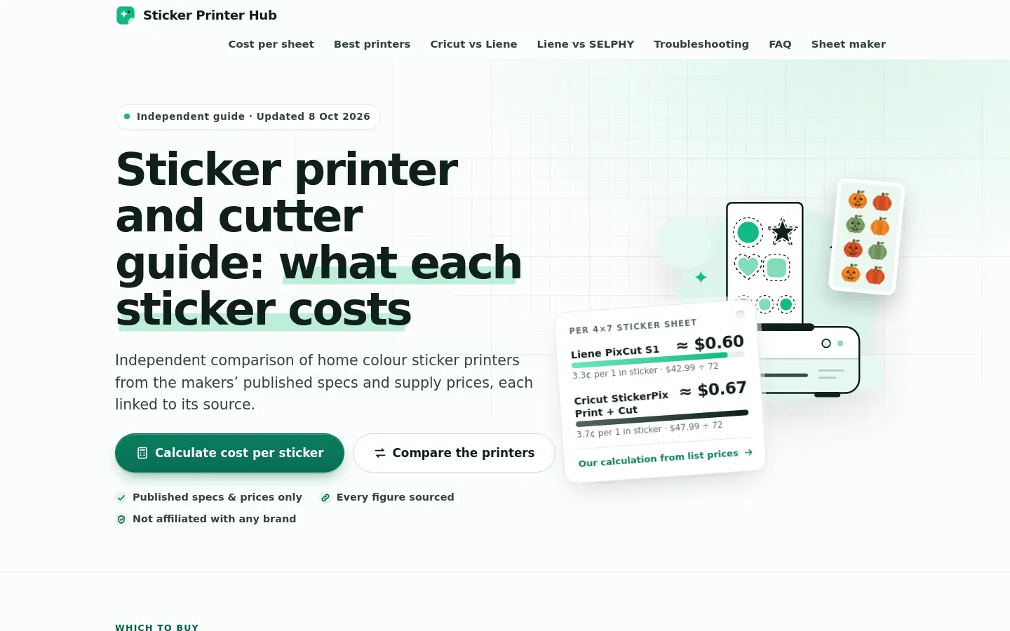 Sticker Printer Hub website