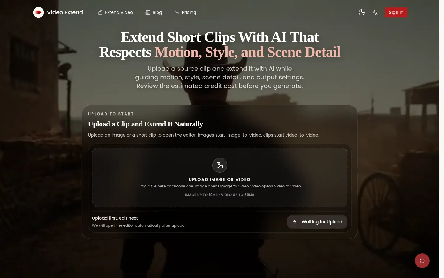 Video Extend website