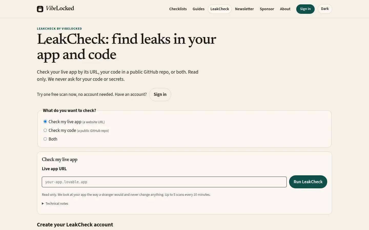VibeLocked LeakCheck website