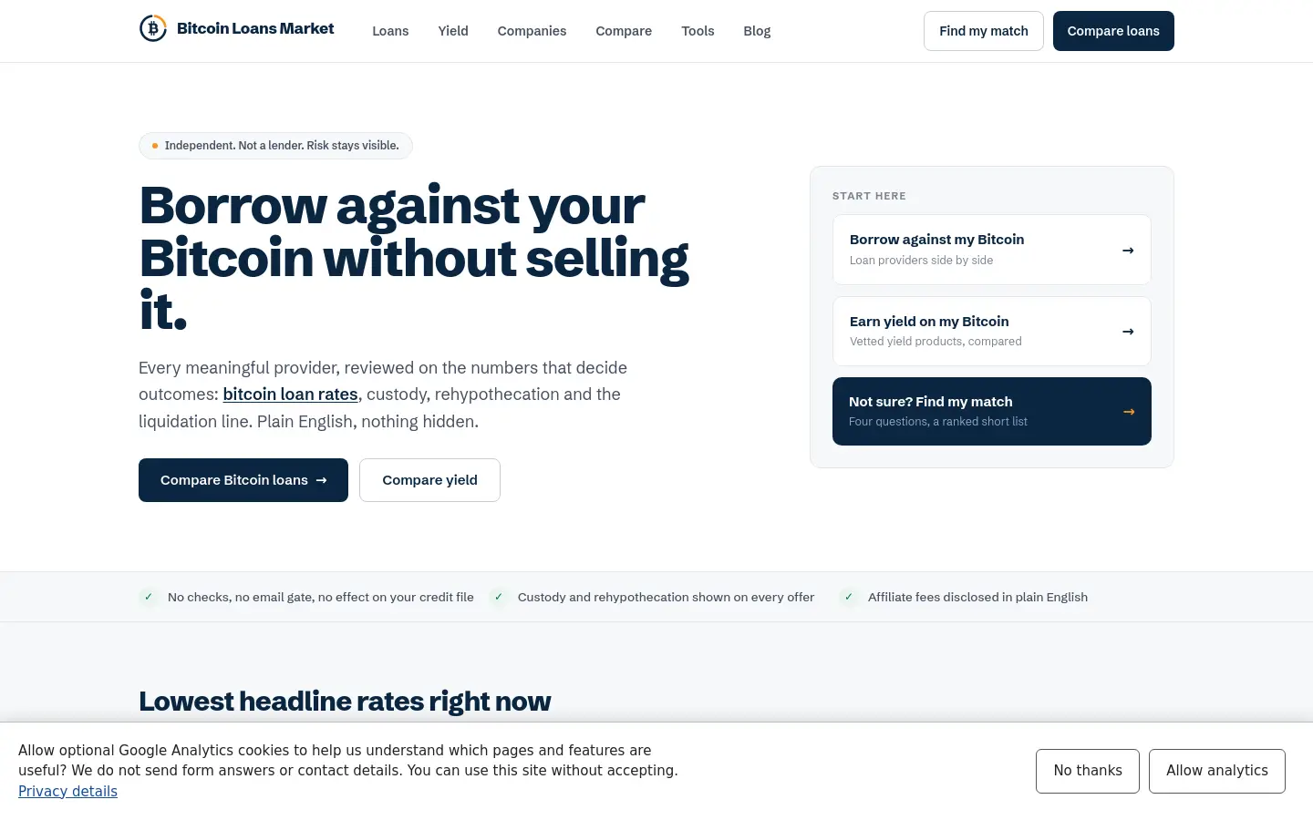 Bitcoin Loans Market website