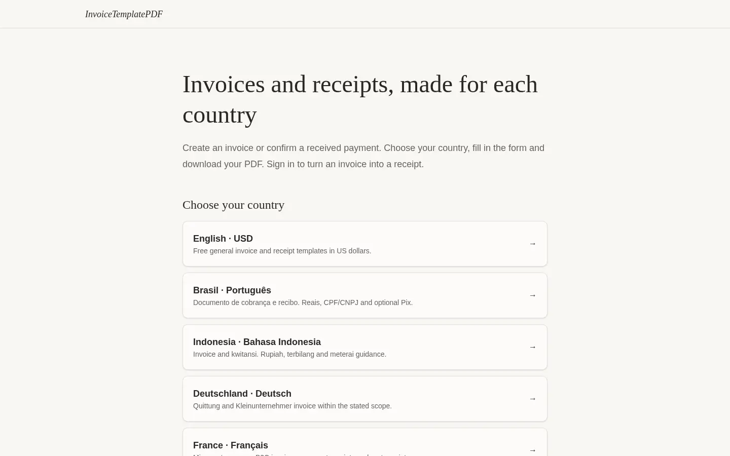 InvoiceTemplatePDF website