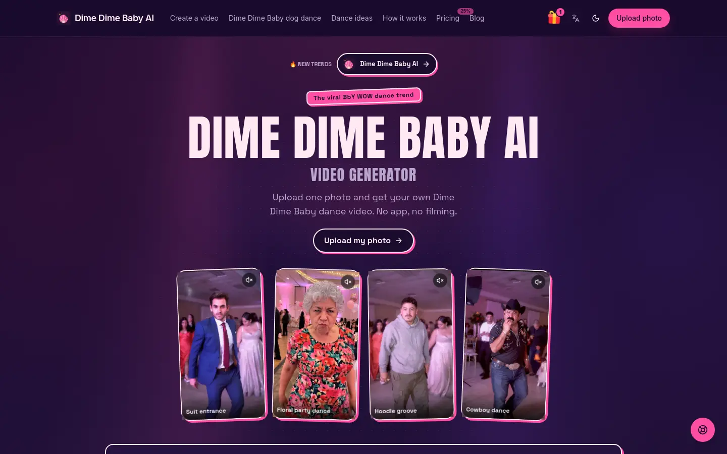 Dime Dime Baby AI website