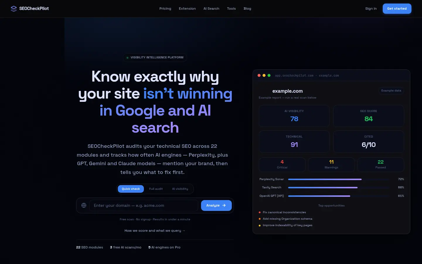 SEOCheckPilot website