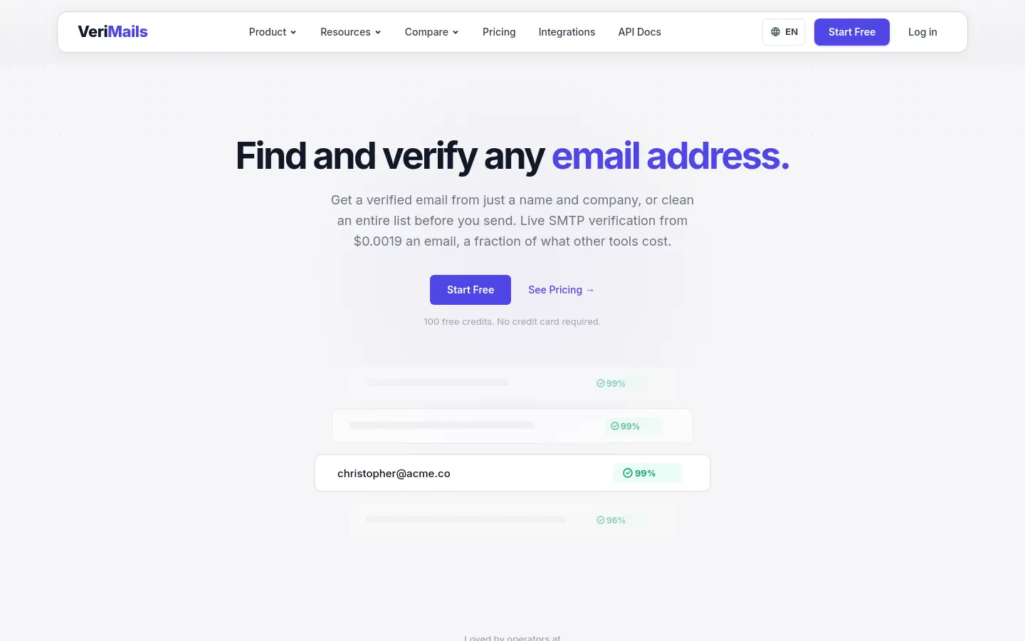 VeriMails website