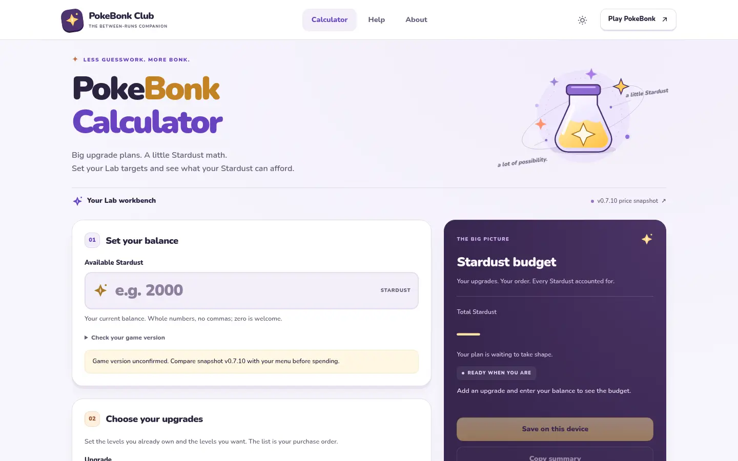 PokeBonk Calculator website