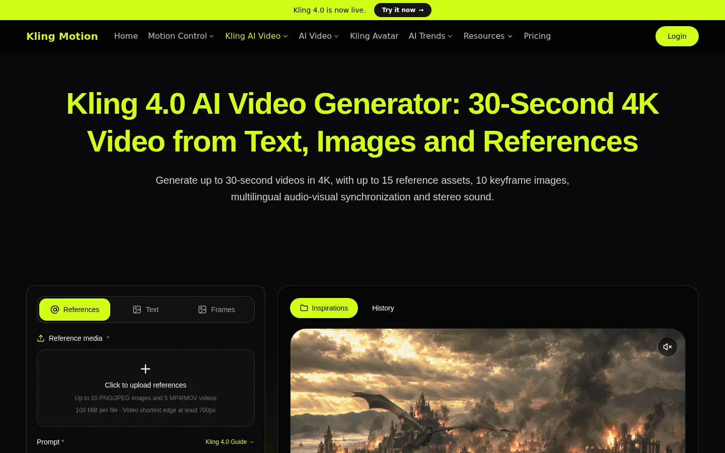 Kling 4.0 website