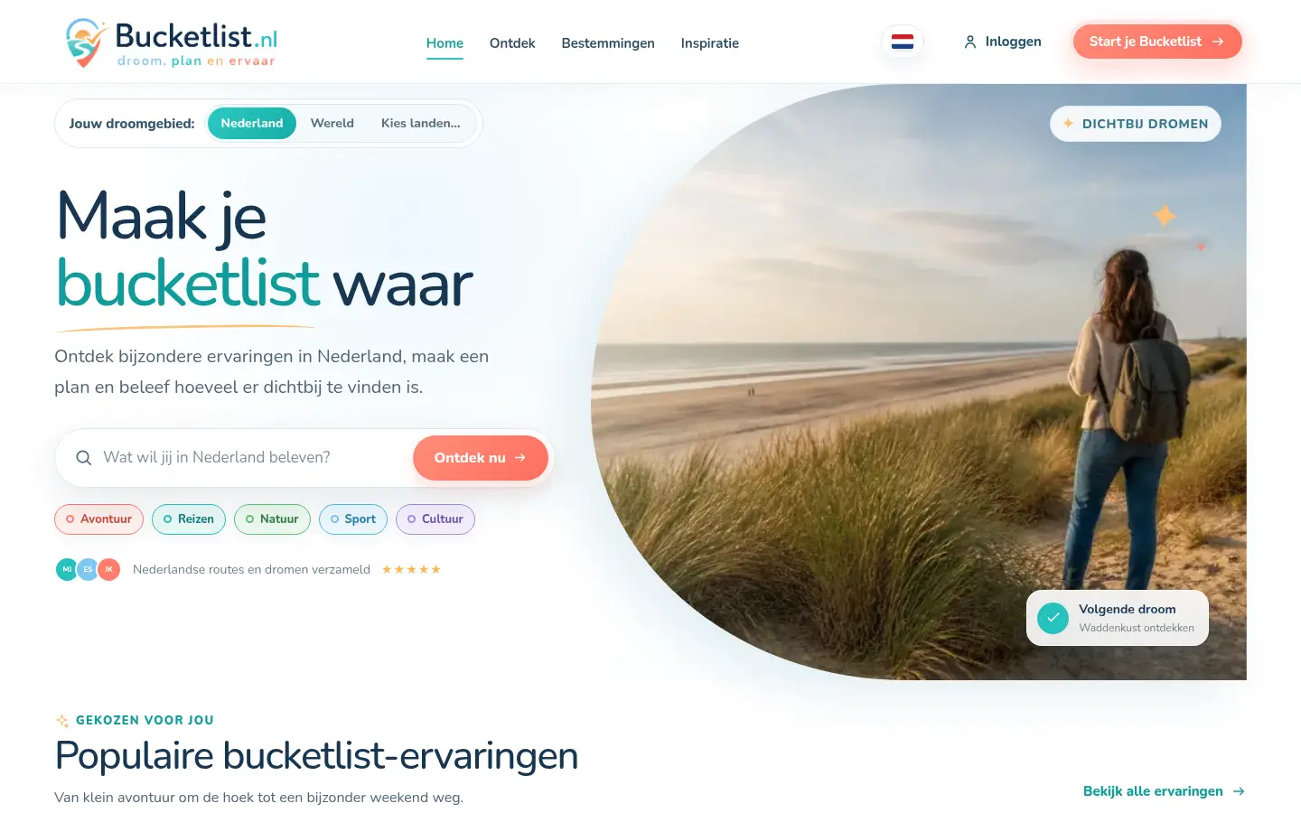 Bucketlist.nl website