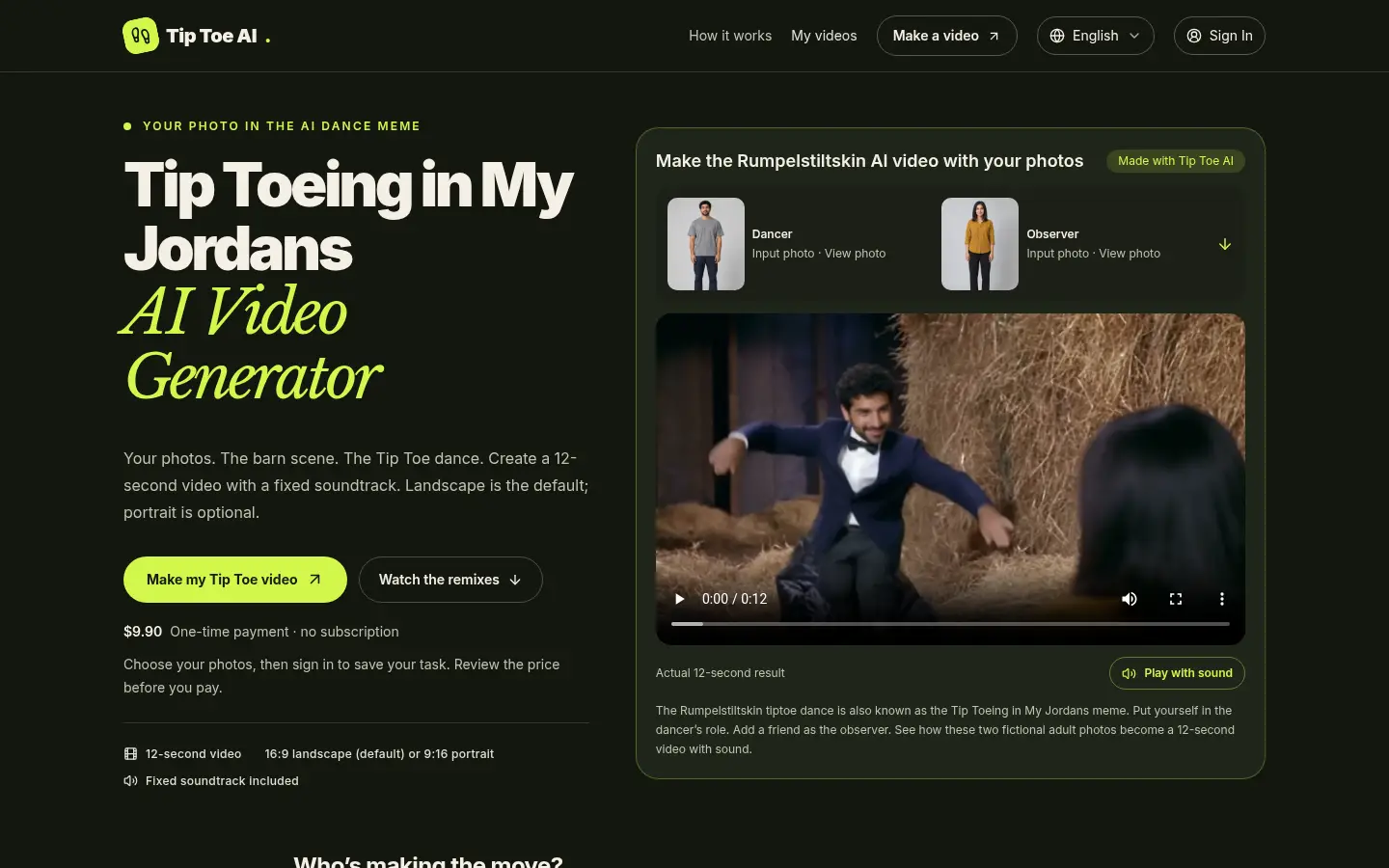 Tip Toe AI website