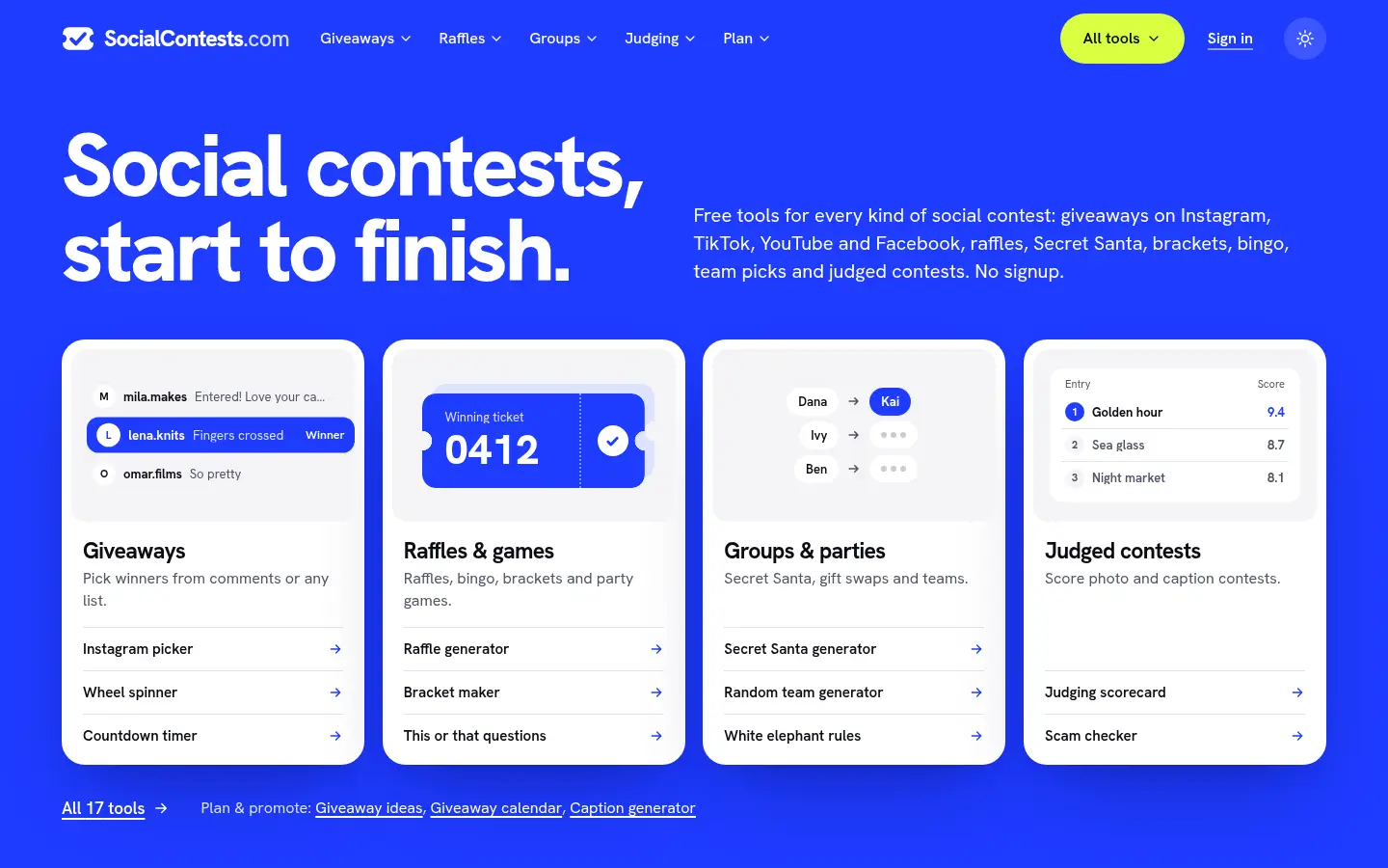 SocialContests.com website