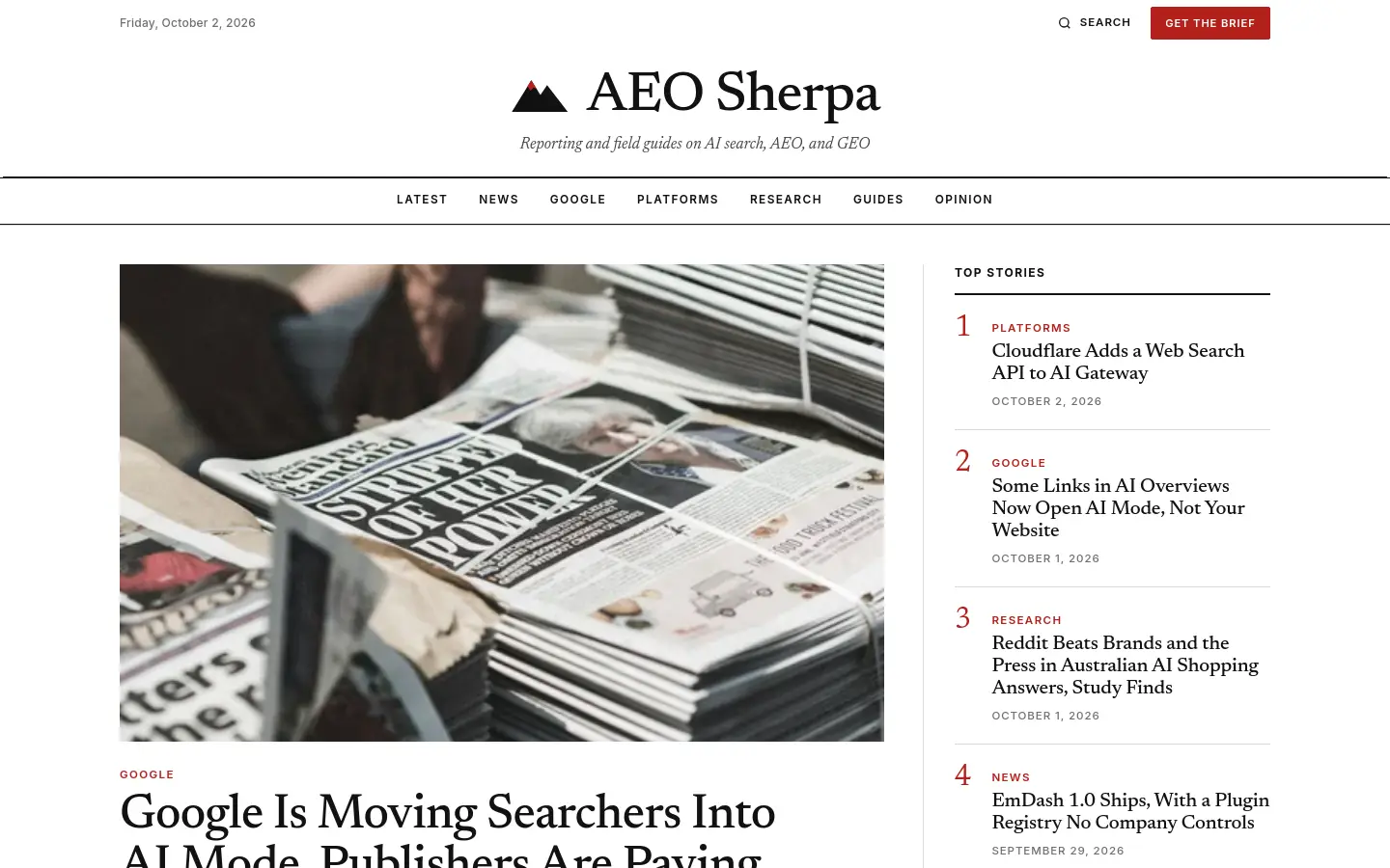 AEO Sherpa website