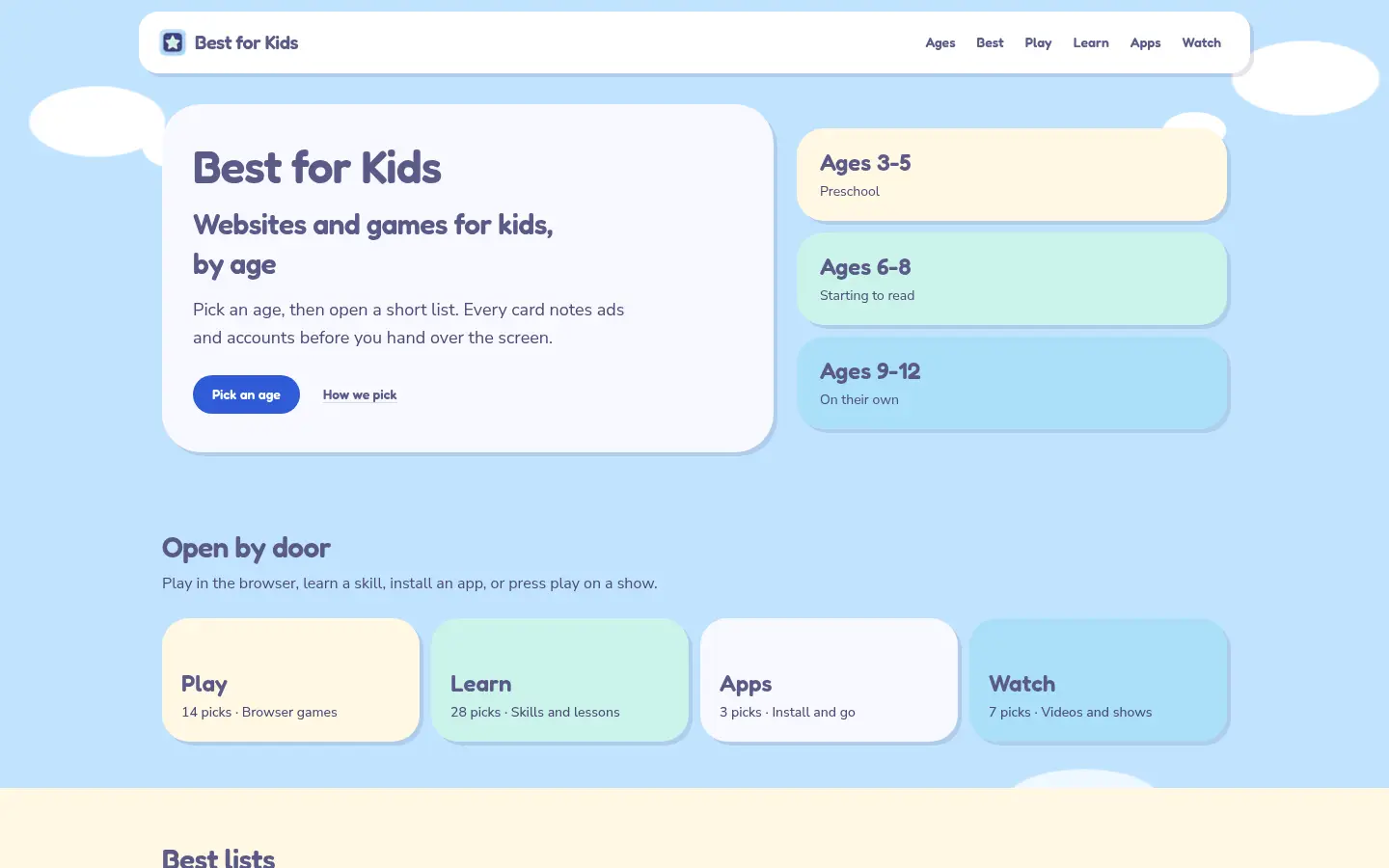 Best for Kids website